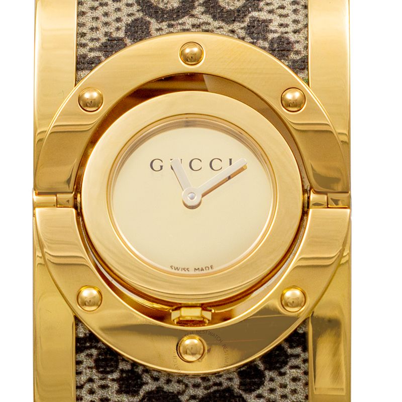 Twirl Quartz Bloom Gold Twirling Dial Gold plated and Floral Ladies Watch