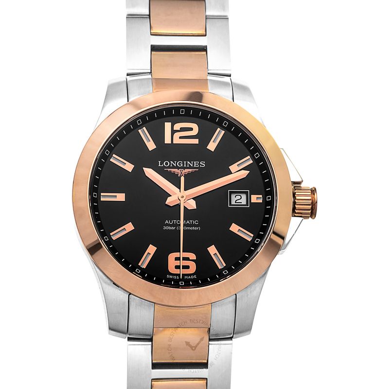 HydroConquest Automatic Black Dial Stainless Steel Men s Watch