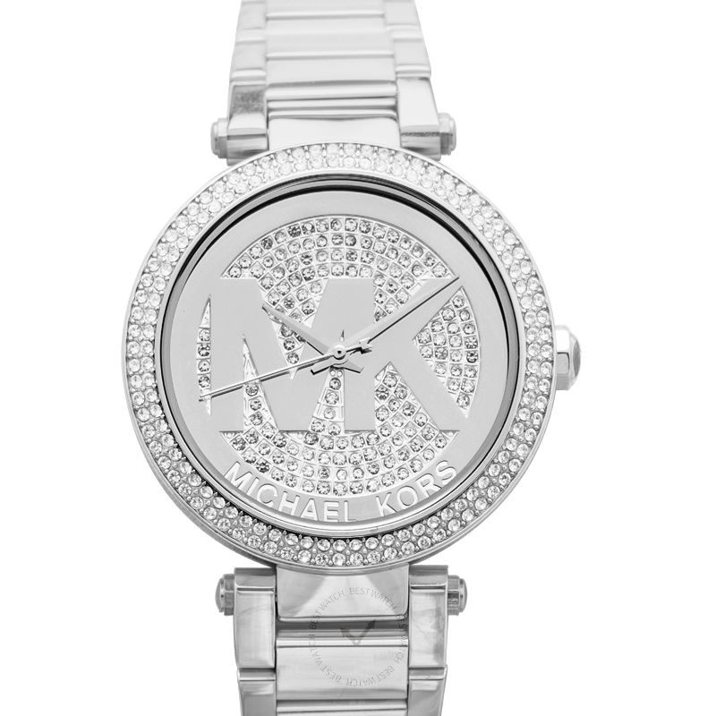 michael kors silver crystal watch