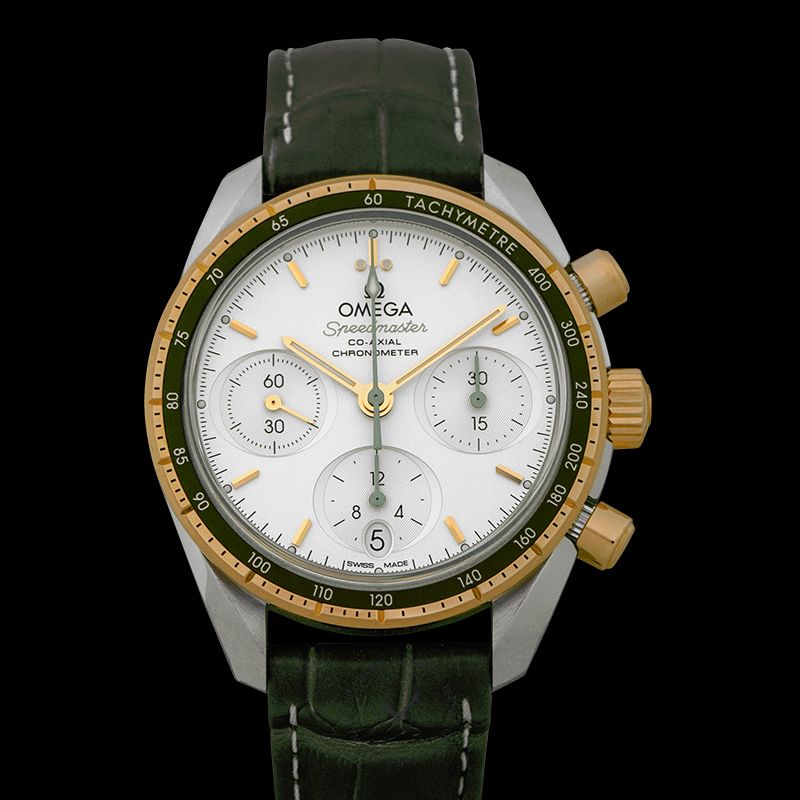 Speedmaster Co-Axial Chronograph 38 mm Automatic Silver Dial Yellow Gold  Ladies Watch
