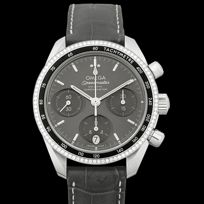 Speedmaster Co-Axial Chronograph 38 mm Automatic Grey Dial Steel Ladies ...