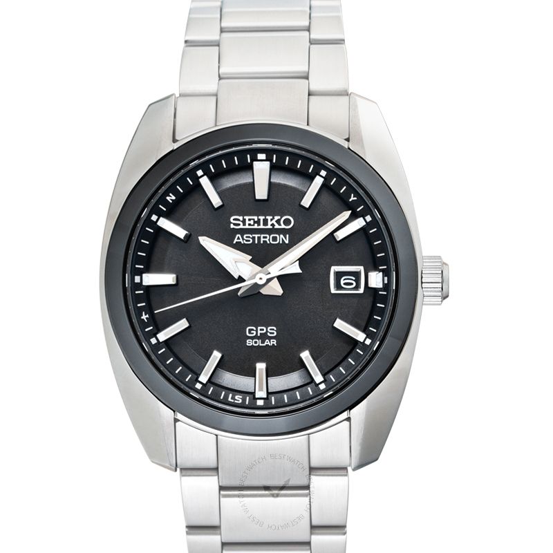 Astron Eco-Drive Black Dial Stainless Steel Men's Watch